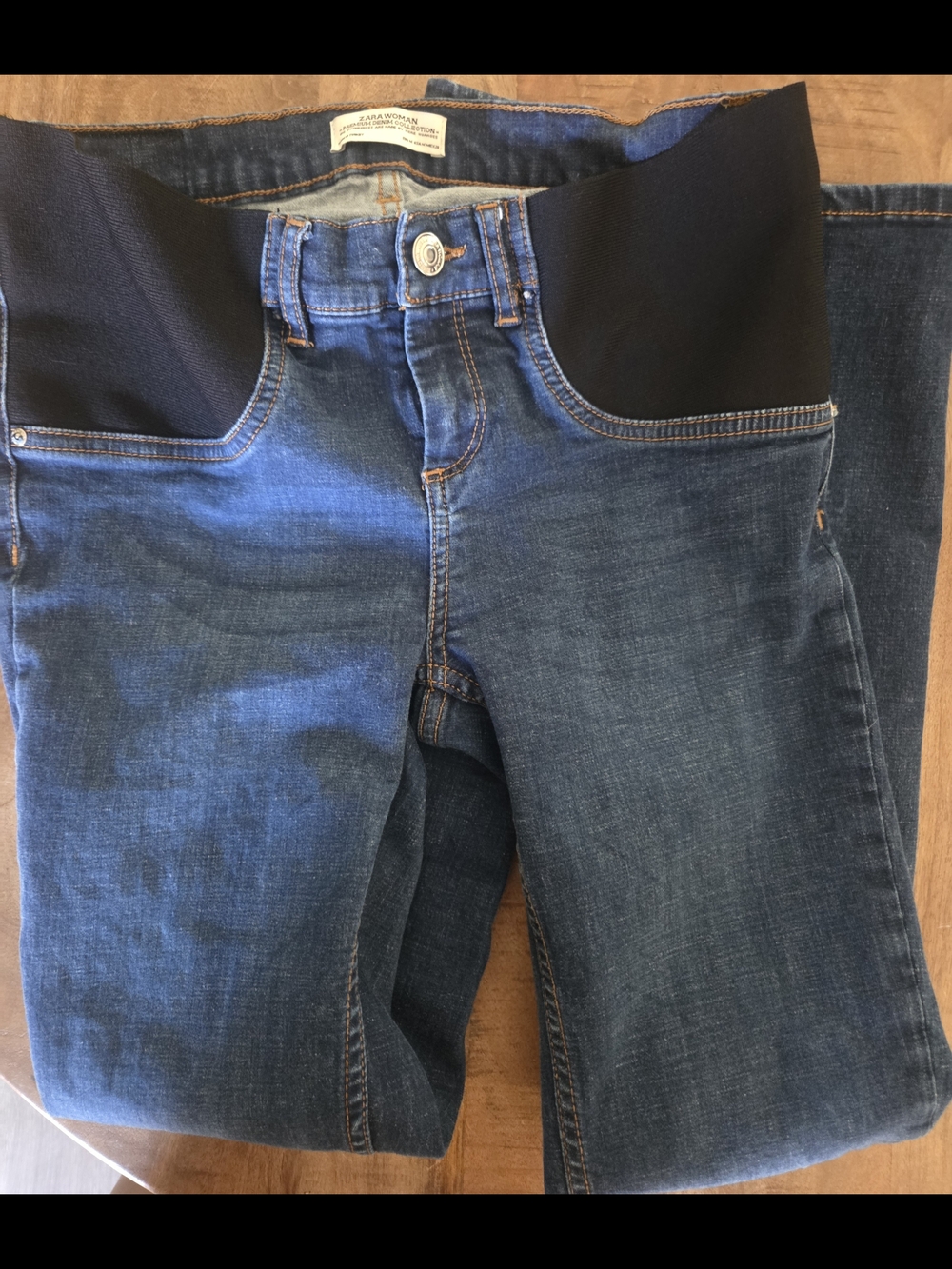 Zara Maternity Side Panel Skinny Jeans Dark Wash Stretch Denim Size 25 - Picture 10 of 13